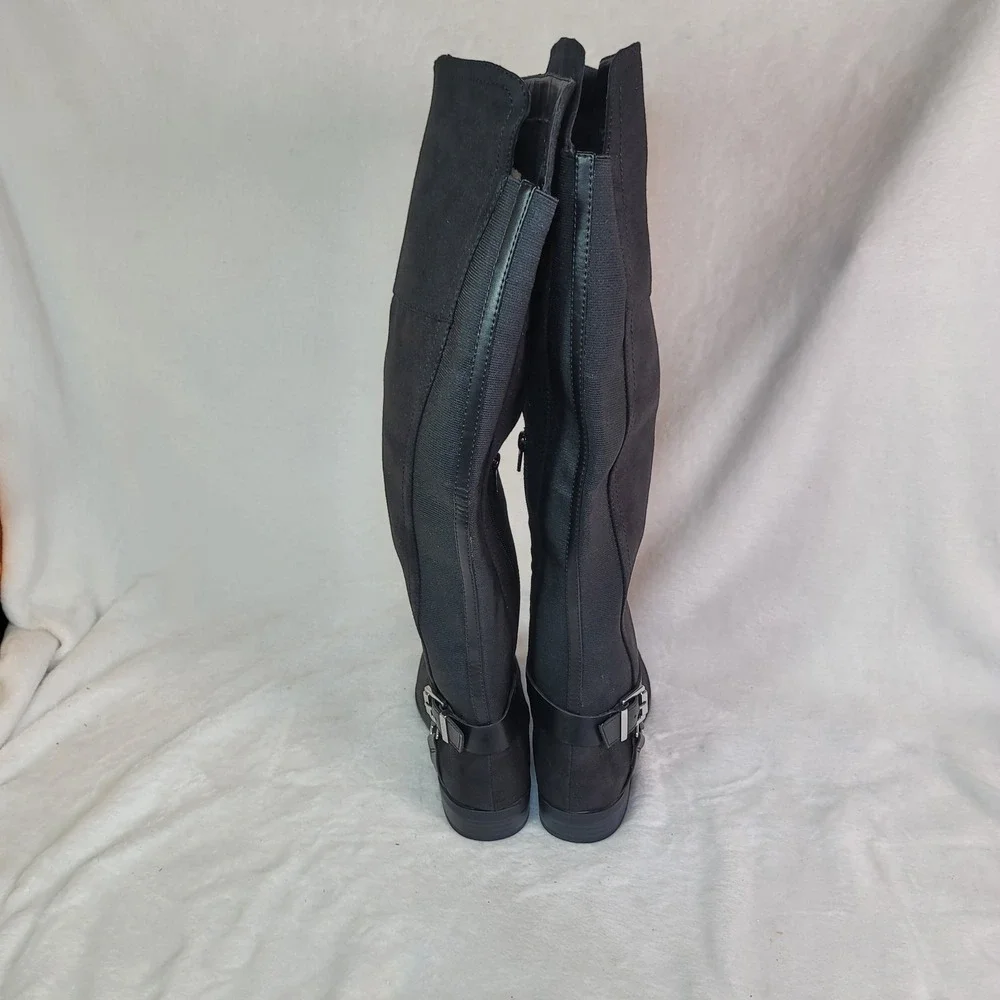 Equestrian Knee High Biker Riding Boots FairyGoth Faux Suede Black Whimsigoth 8M